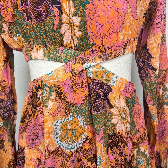 A.L.C. Izzy Fit & Flare Silk Mini Dress Floral Cut Out Side Silk Size 10 ALC - Picture 7 of 15